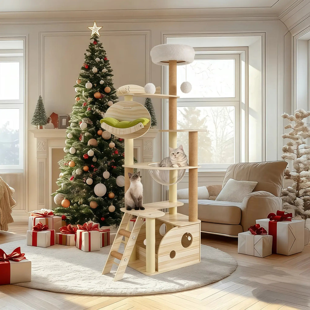 ElysianPerch – L’arbre à chat premium en bois pour un confort absolu 170 cm