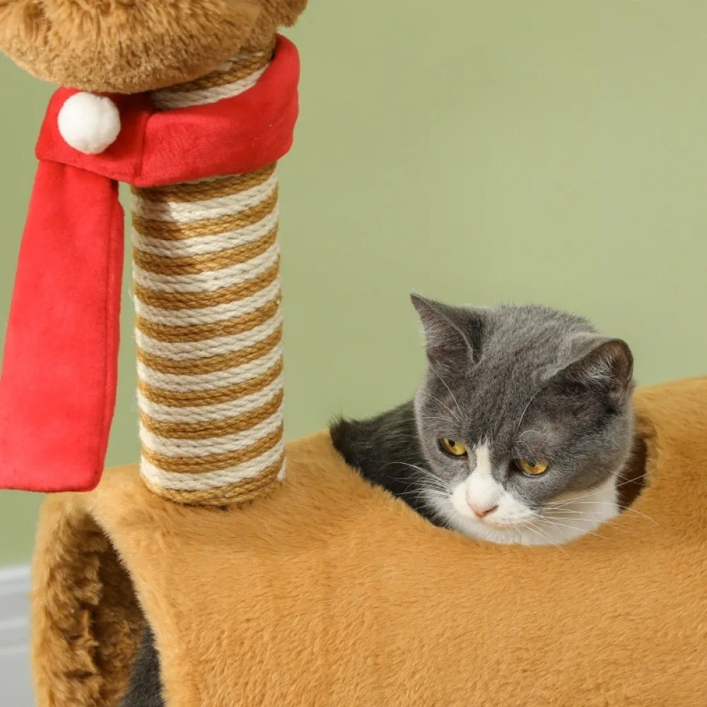 ARBRE À CHAT GIRAFE AVEC TUNNEL ET GRIFFOIRS EN SISAL