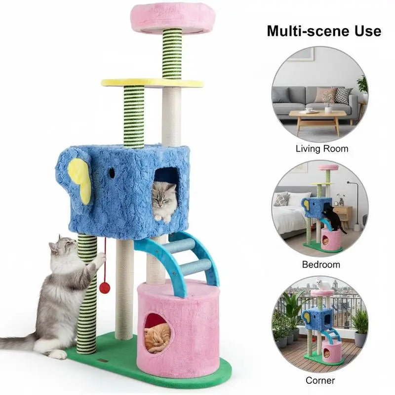 ARBRE À CHAT ÉLÉPHANT AVEC NICHES ET PLATEFORME D'OBSERVATION