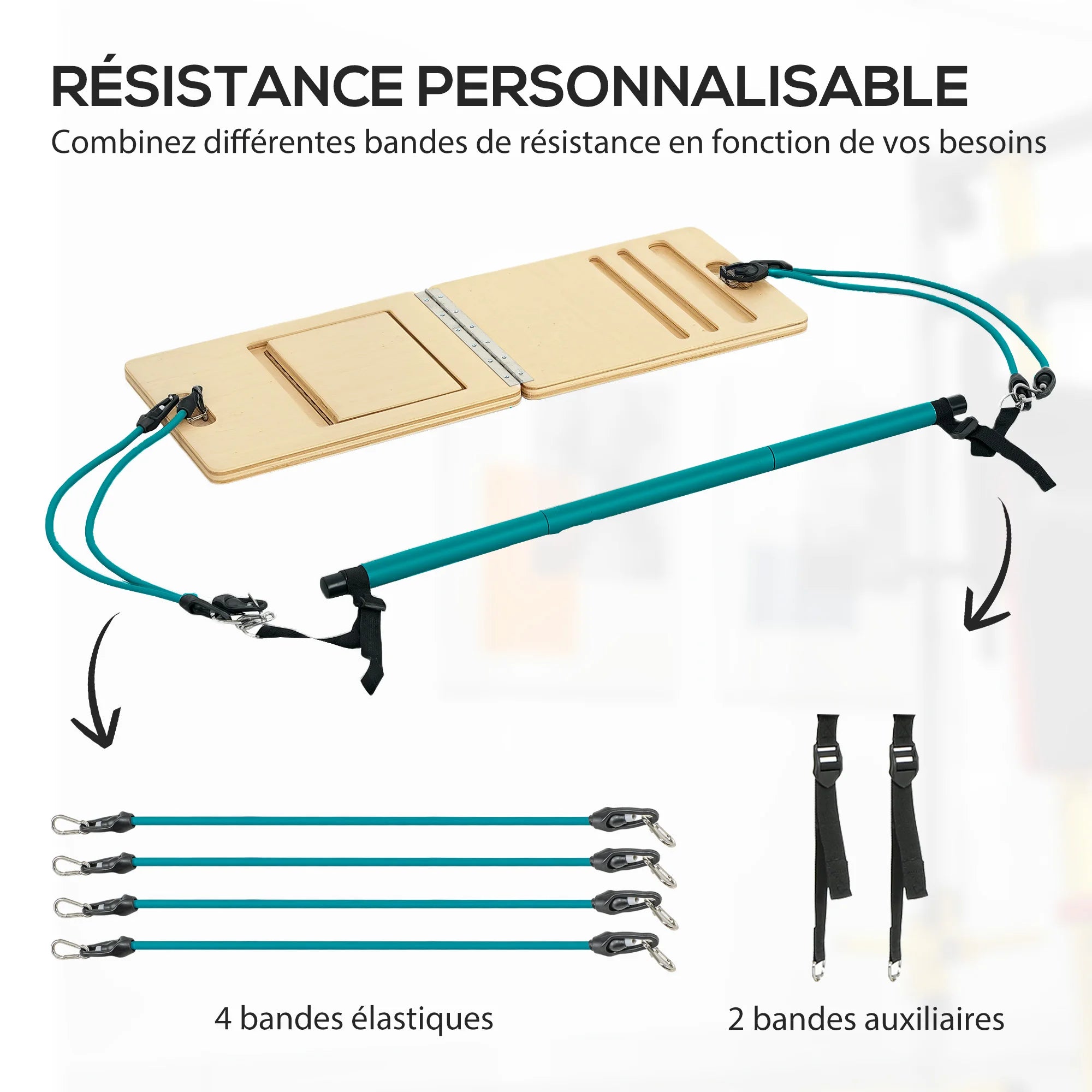KIT BARRE PILATES AVEC BANDES – HOME GYM COMPLET & TONIFICATION