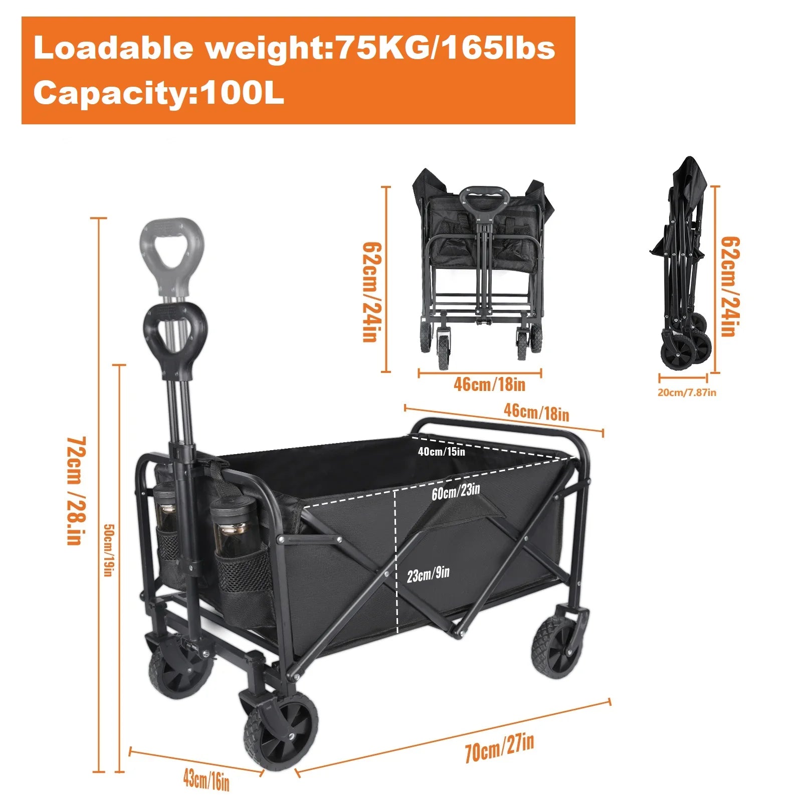 CHARIOT PLIABLE 100L – TRANSPORT FACILE & CAPACITÉ MAXIMALE
