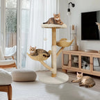 Arbre à Chat en bois Lotus Royale – L’élégance naturelle pour votre félin