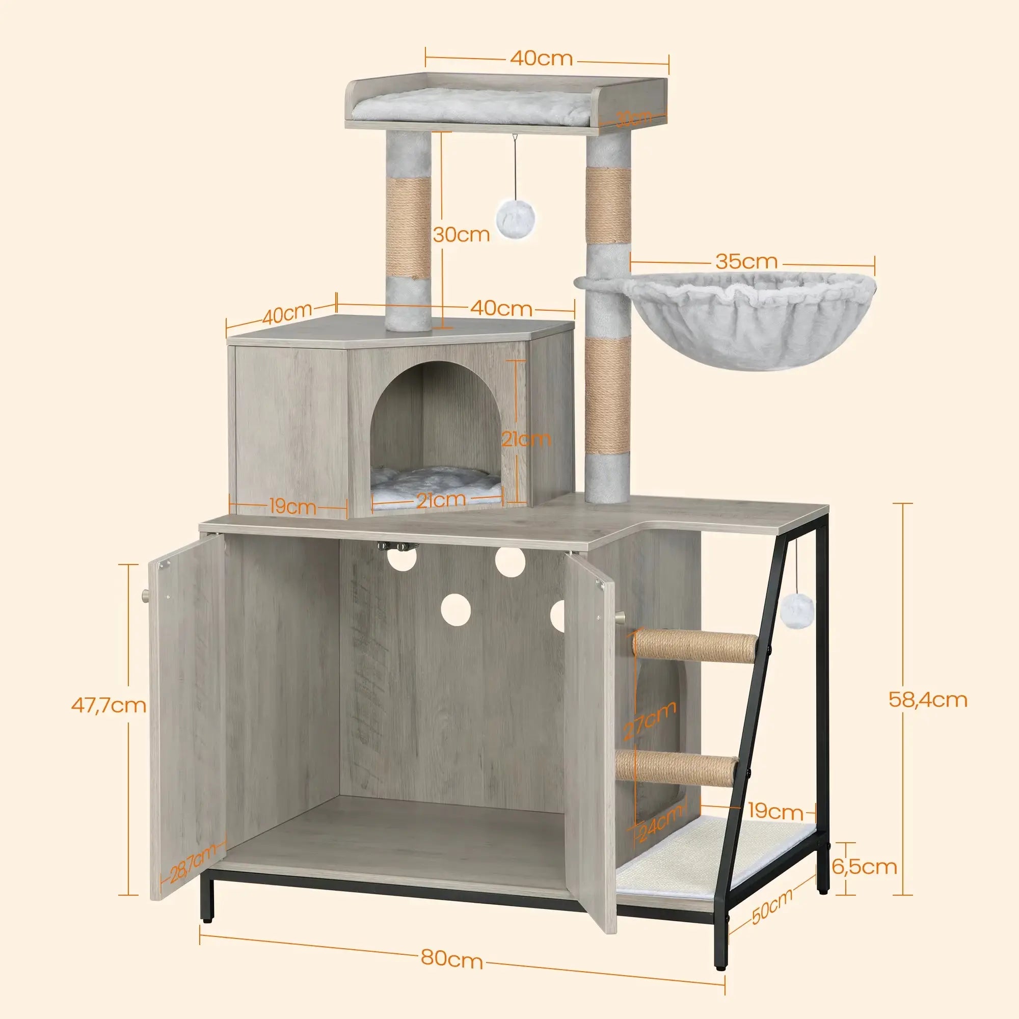 Arbre à chat SignatureLounge – Le meuble félin tout-en-un au design intelligent en bois massif 121 cm