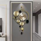 Horloge murale artistique dorée et noire design géométrique luxe 78 cm