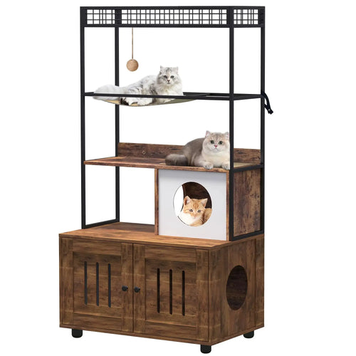 ARBRE À CHAT EN BOIS PRESTIGEHIDE 150 – LE MEUBLE FÉLIN 2-EN-1 CHIC ET INTELLIGENT 152 CM