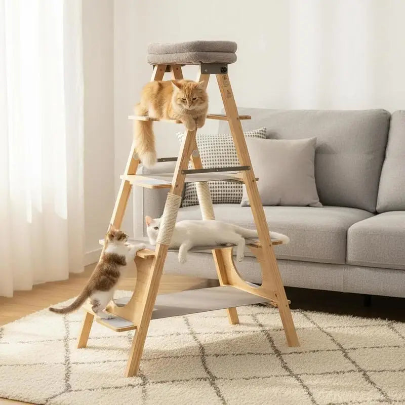 ARBRE À CHAT PLIABLE AVEC ÉCHELLE ET HAMAC