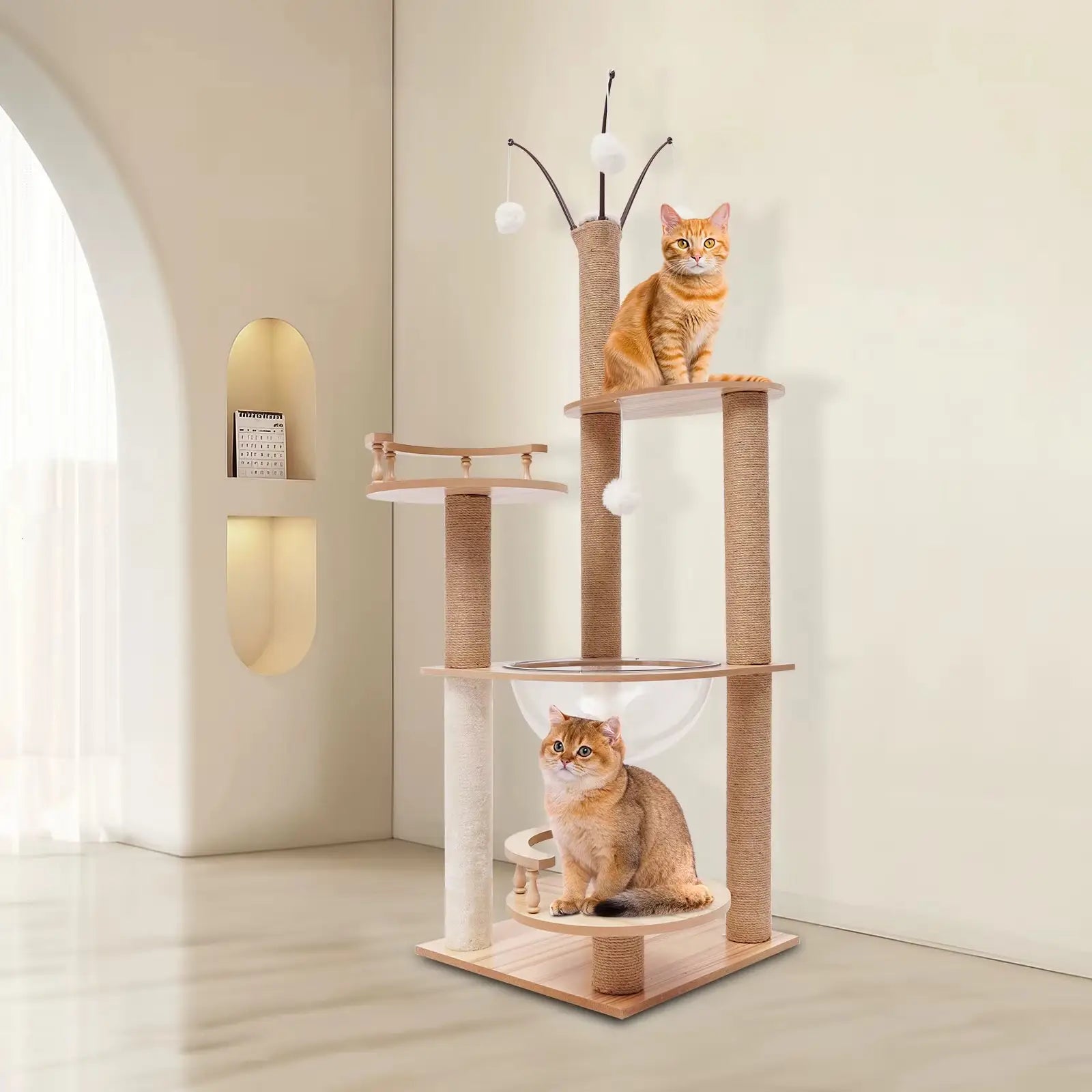 CosmoPrestige – L’arbre à chat design en bois, sûr et ultra résistant 132 cm