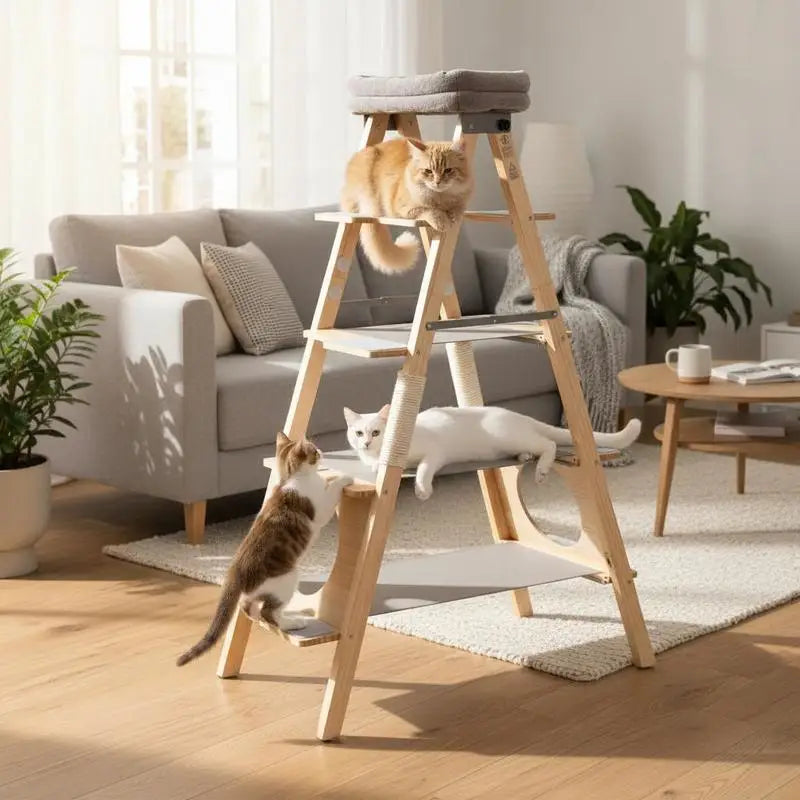 ARBRE À CHAT PLIABLE AVEC ÉCHELLE ET HAMAC