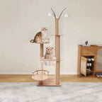 CosmoPrestige – L’arbre à chat design en bois, sûr et ultra résistant 132 cm