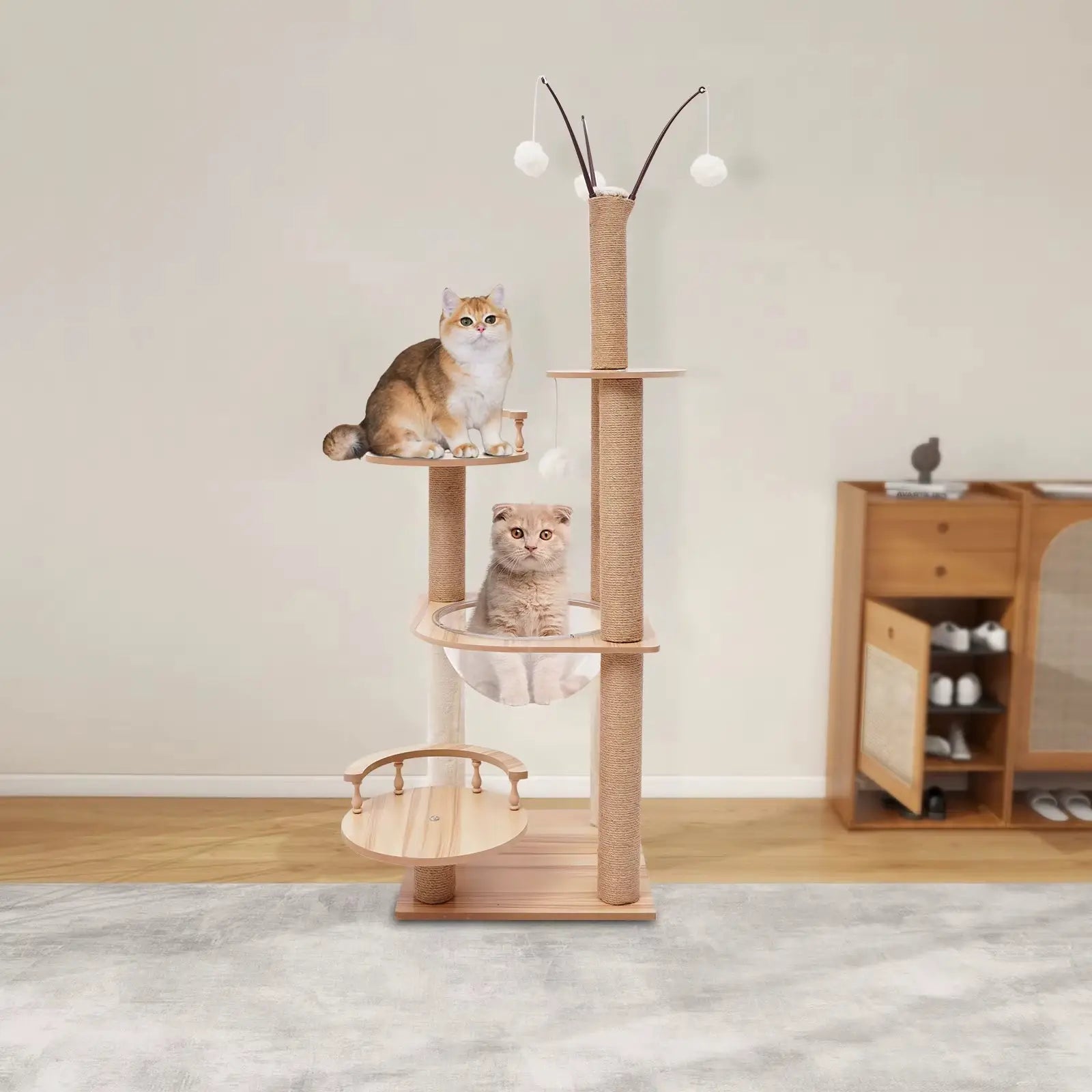 CosmoPrestige – L’arbre à chat design en bois, sûr et ultra résistant 132 cm