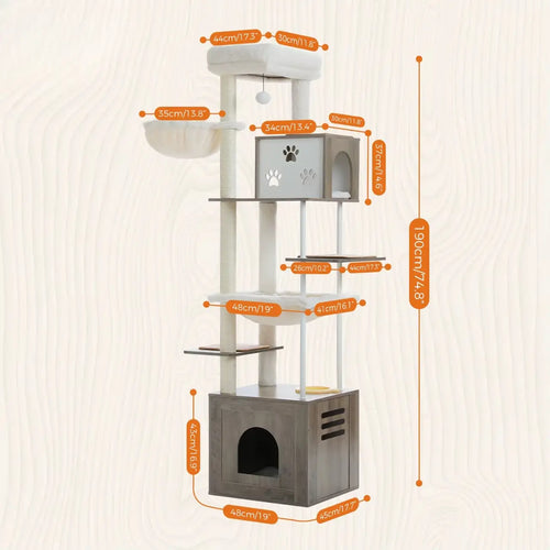Arbre à chat GrandMajesty – La tour féline royale pour grands chats 190 cm