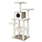 VeloursClimb – L’arbre à chat chic en bois au confort absolu 138 cm