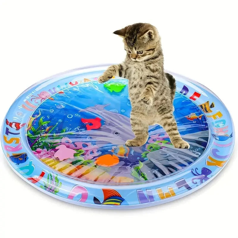 TAPIS DE JEU INTERACTIF POUR CHAT – TAPIS AQUATIQUE RAFRAÎCHISSANT AVEC POISSONS FLOTTANTS