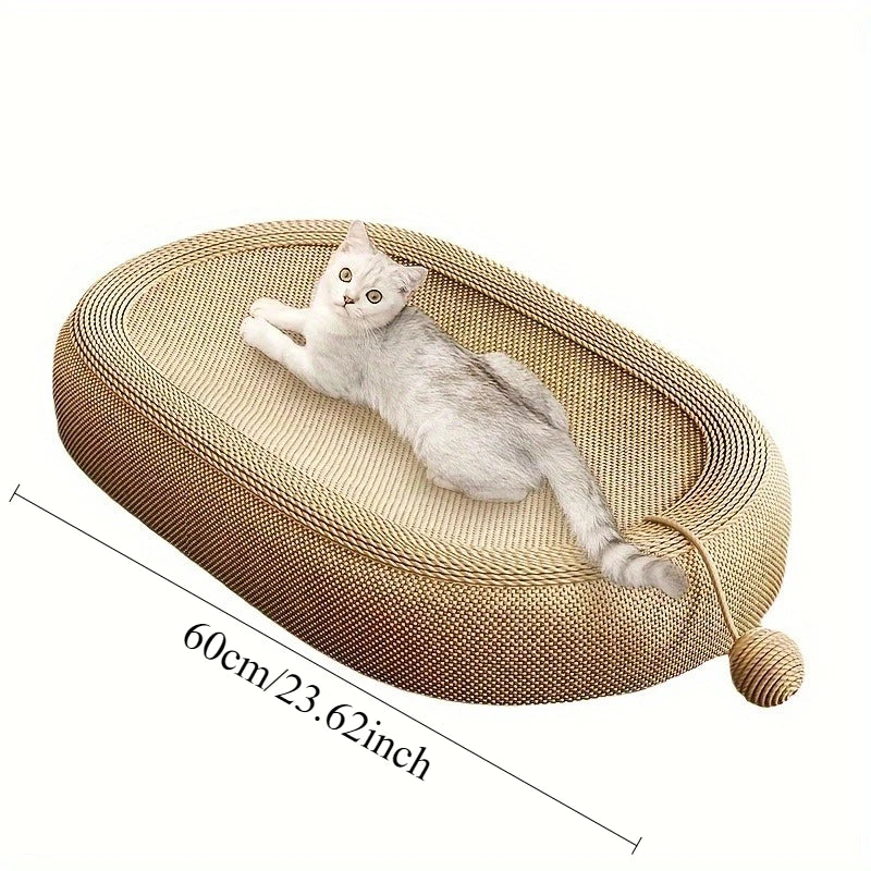Griffoir pour chat multifonction – lit en sisal, jouet balle & espace de repos pour intérieur et extérieur