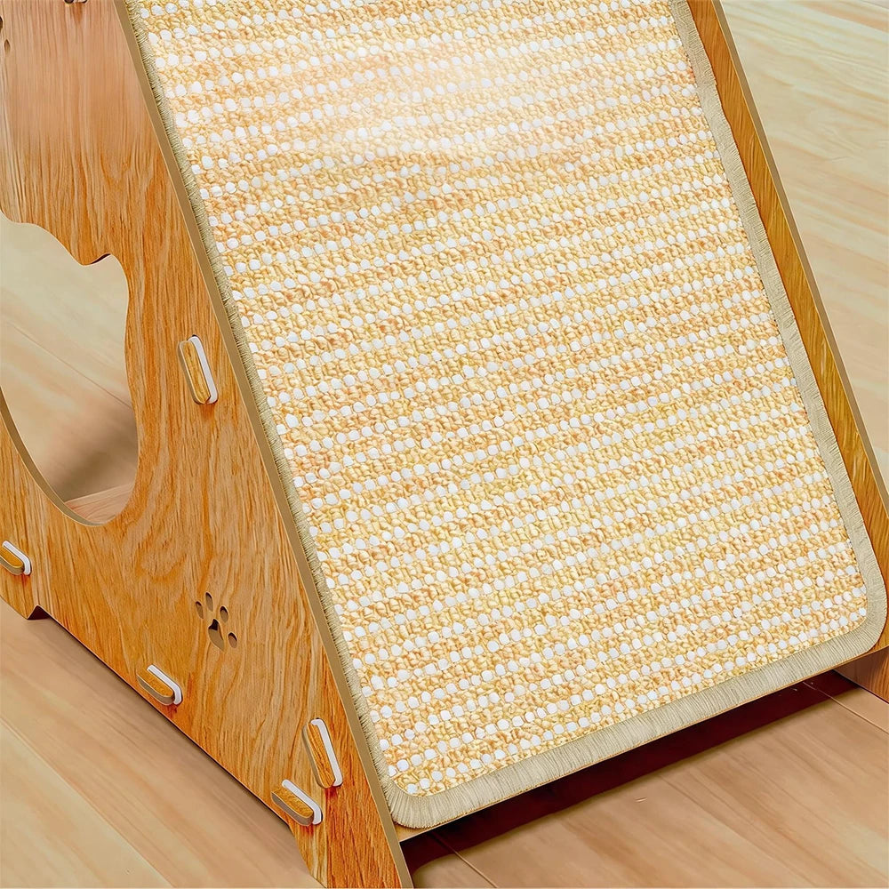 GRIFFOIR POUR CHAT EN BOIS – GRIFFOIR VERTICAL AVEC 3 BALLES SUPÉRIEURES, BALLE SUSPENDUE & CACHETTE