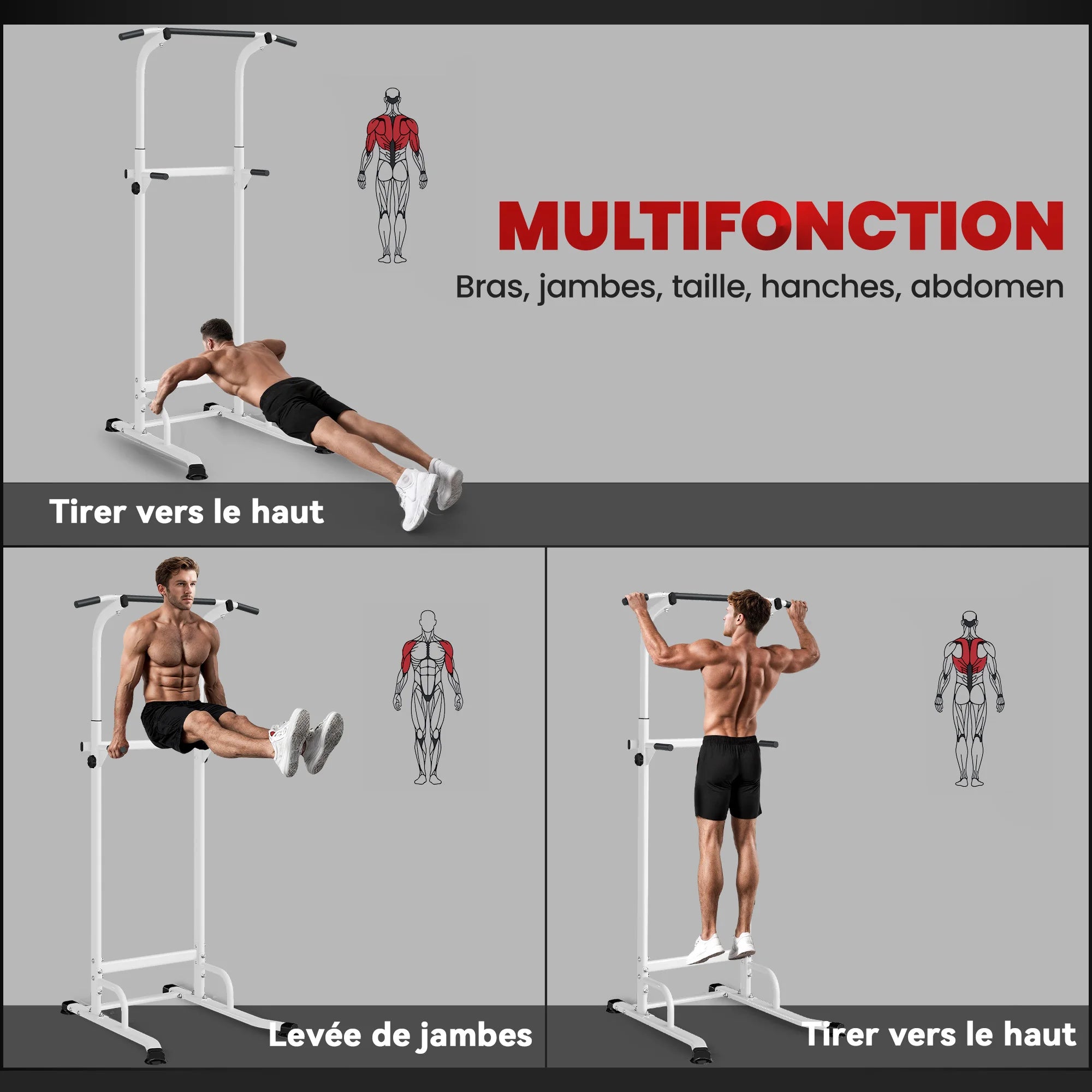 STATION TRACTIONS & DIPS – MUSCULATION COMPLÈTE À DOMICILE