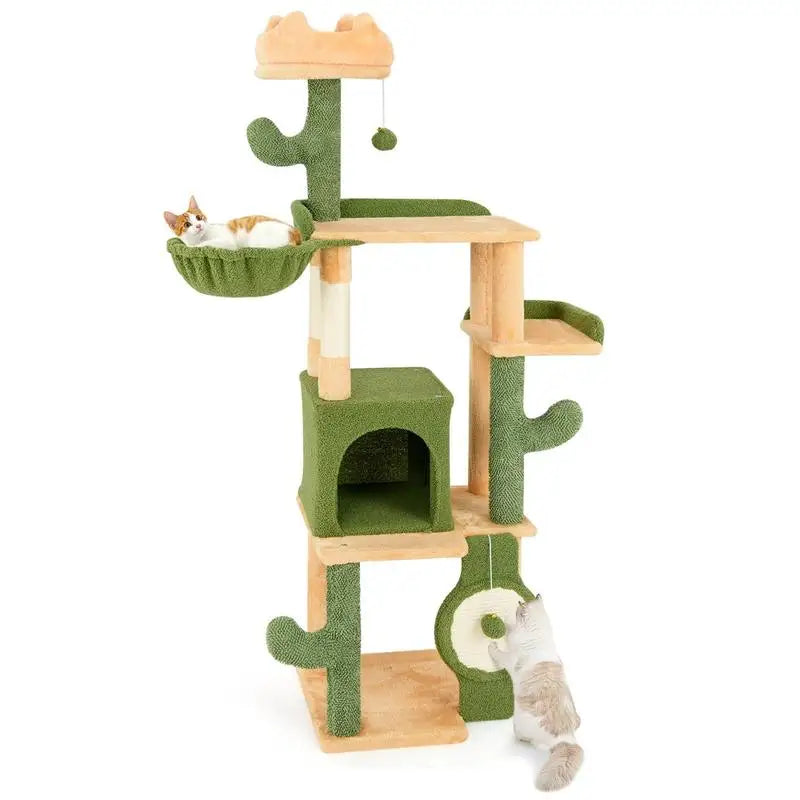 ARBRE À CHAT CACTUS 160 CM AVEC HAMAC ET NICHES