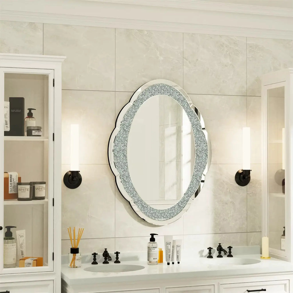 Grand miroir mural nuage contemporain scintillant