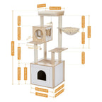 Arbre à chat  LitterLux Tower – La tour élégante qui cache la litière de votre chat 144cm