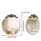 Grand miroir mural rond baroque avec motif en relief