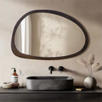 Miroir mural asymétrique en bois d’hévéa