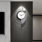 Horloge murale ronde 3d moderne dorée avec pendule géométrique silencieux 80 cm