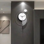 Horloge murale ronde 3d moderne dorée avec pendule géométrique silencieux 80 cm