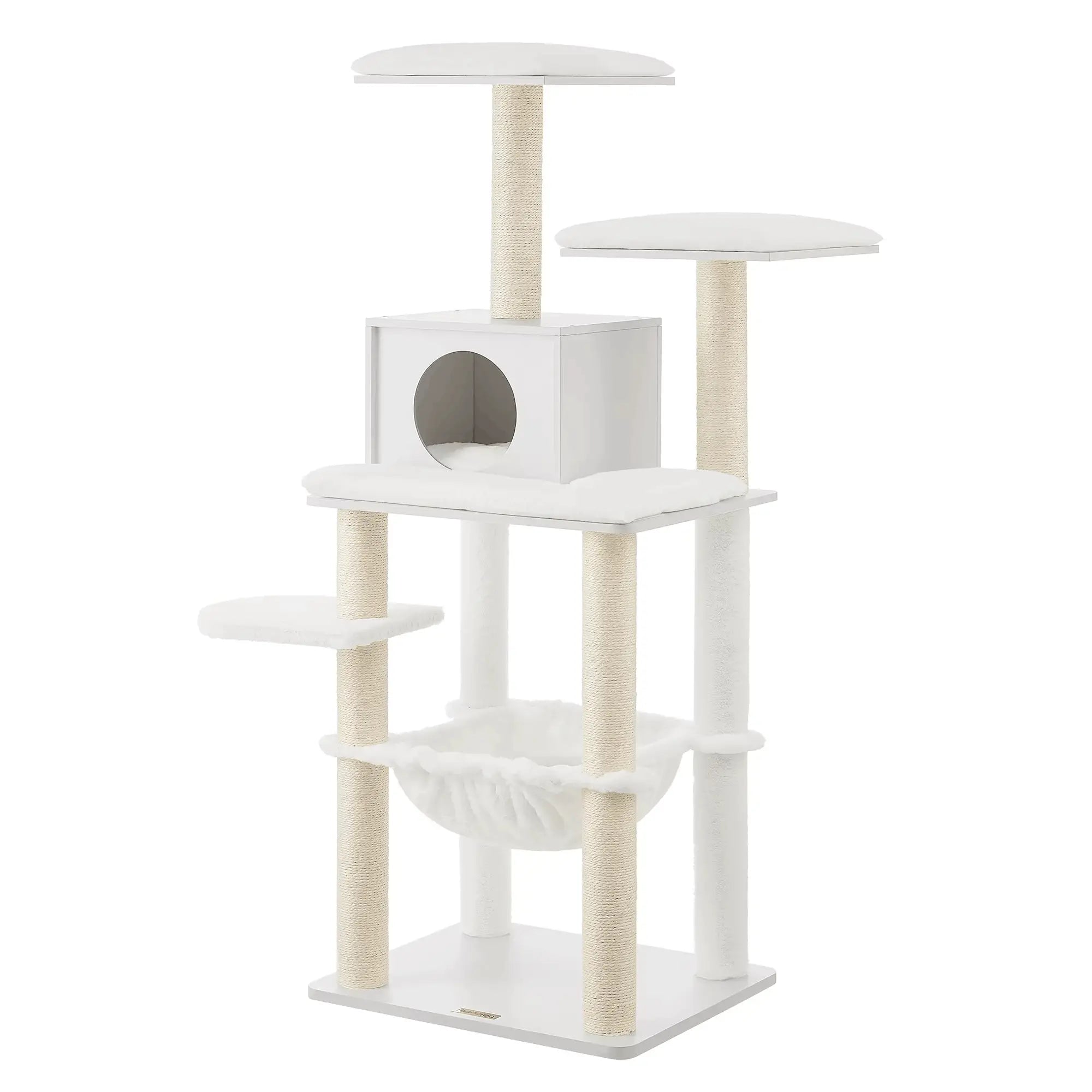 VeloursClimb – L’arbre à chat chic en bois au confort absolu 138 cm