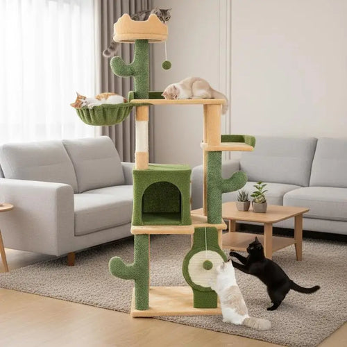 ARBRE À CHAT CACTUS 160 CM AVEC HAMAC ET NICHES
