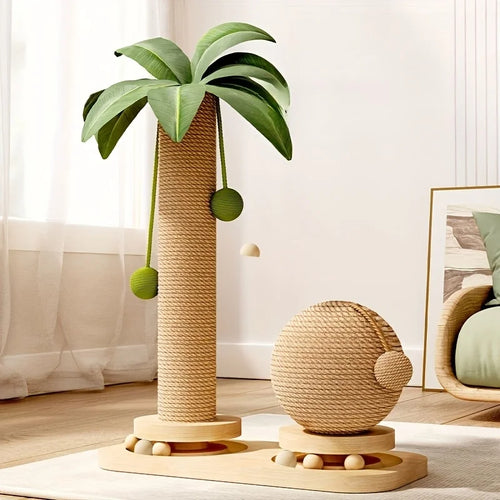 ARBRE À CHAT COCOTIER 2-EN-1 – GRIFFOIR EN SISAL & TOUR DE JEU