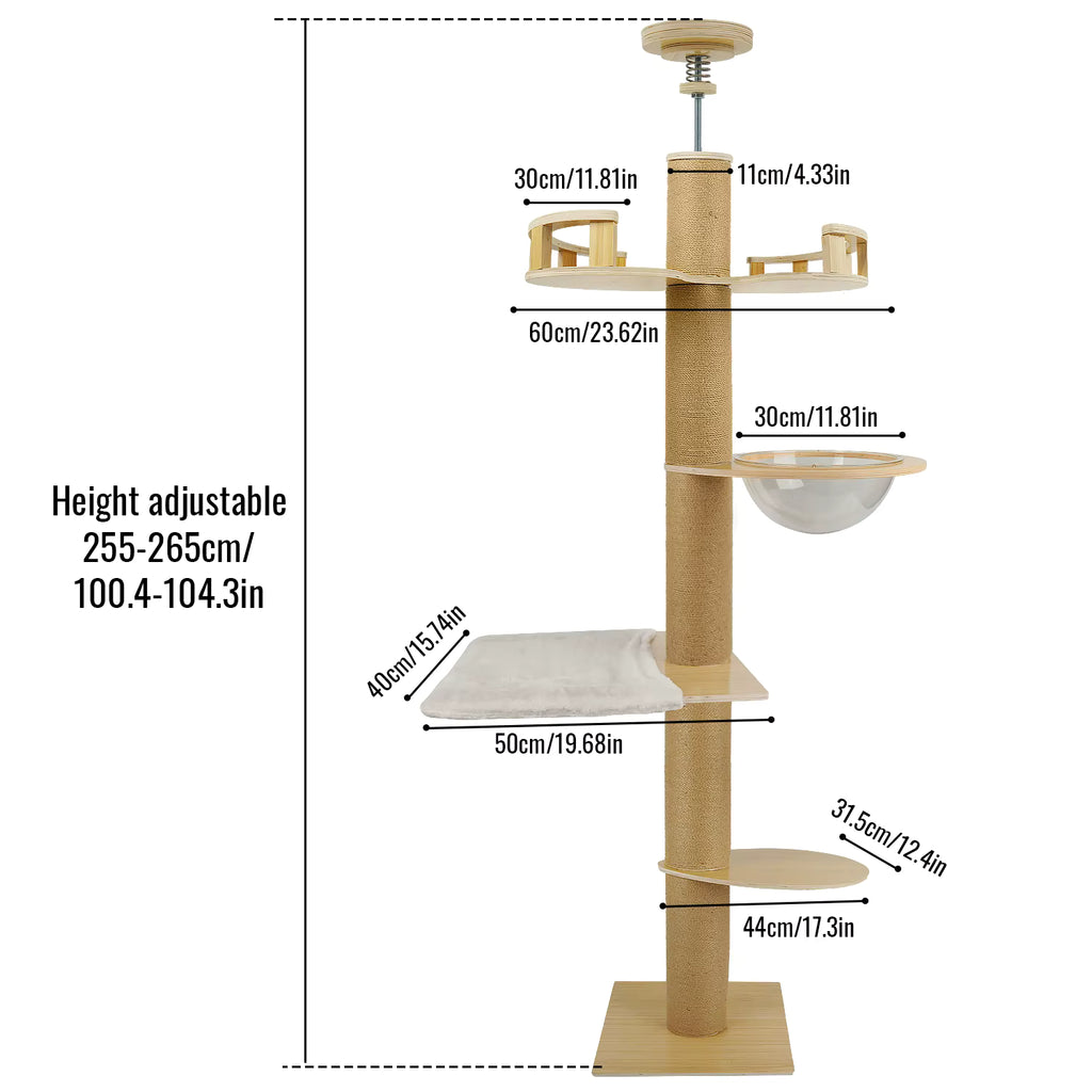 OAKSPIRE LOFT – ARBRE À CHAT XXL EN BOIS MASSIF DU SOL AU PLAFOND SPÉCIAL MAINE COON
