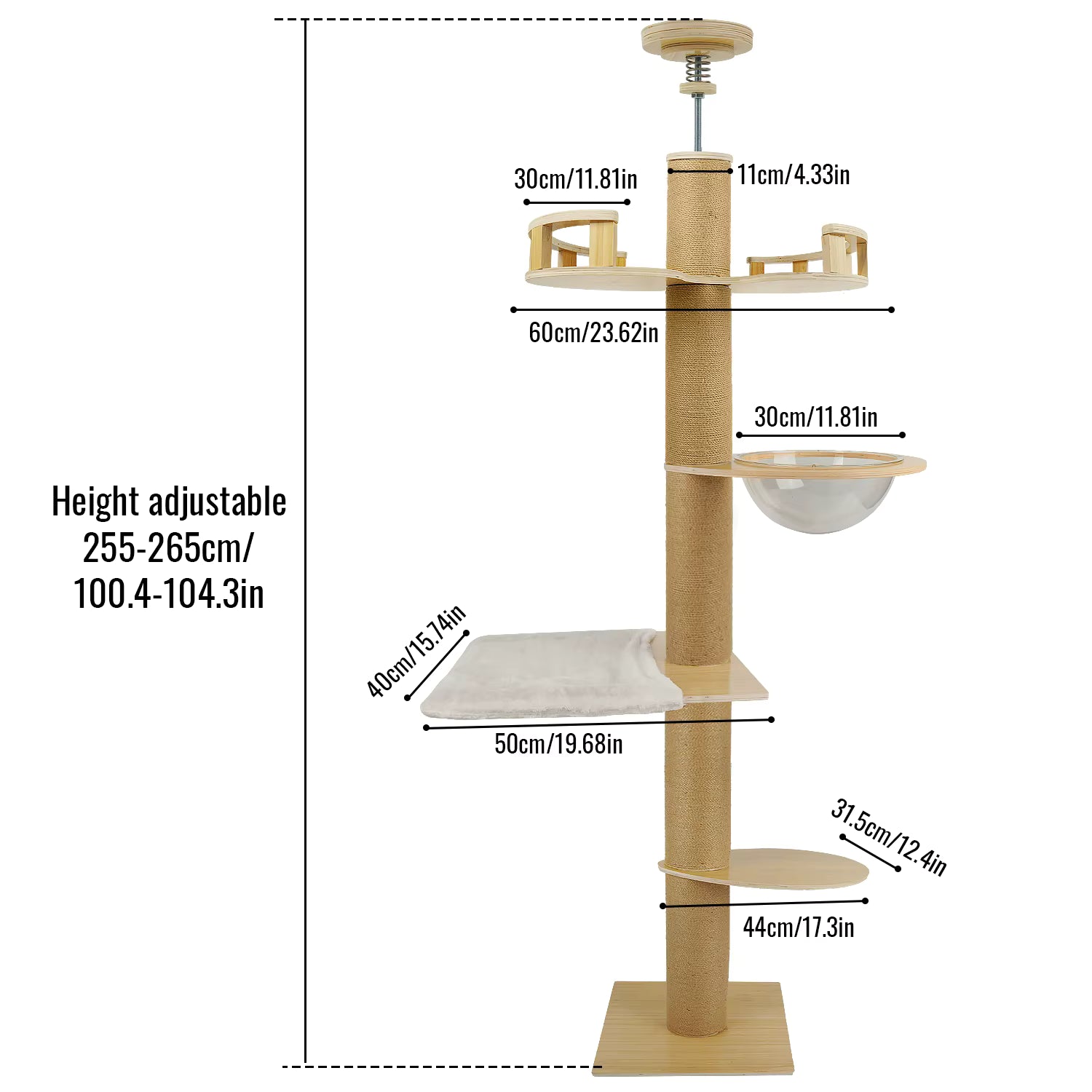OAKSPIRE LOFT – ARBRE À CHAT XXL EN BOIS MASSIF DU SOL AU PLAFOND SPÉCIAL MAINE COON