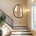 Miroir mural asymétrique en bois d’hévéa