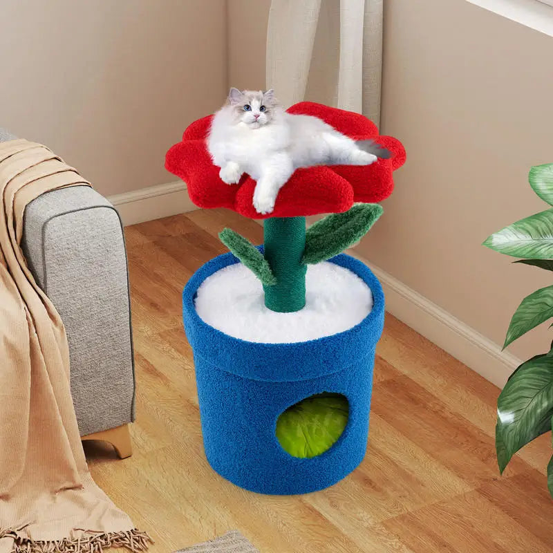 ARBRE À CHAT FLEUR AVEC NICHE EN FORME DE POT