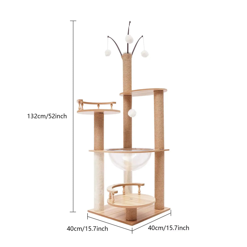 CosmoPrestige – L’arbre à chat design en bois, sûr et ultra résistant 132 cm