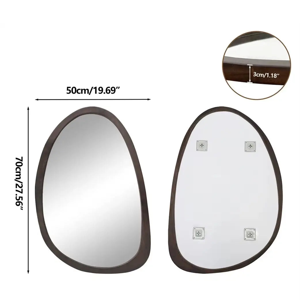 Miroir mural asymétrique en bois d’hévéa