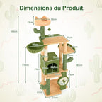 ARBRE À CHAT CACTUS 160 CM AVEC HAMAC ET NICHES