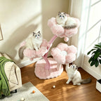 Arbre à Chat Floral avec Maisonnette et Plateformes Rembourrées