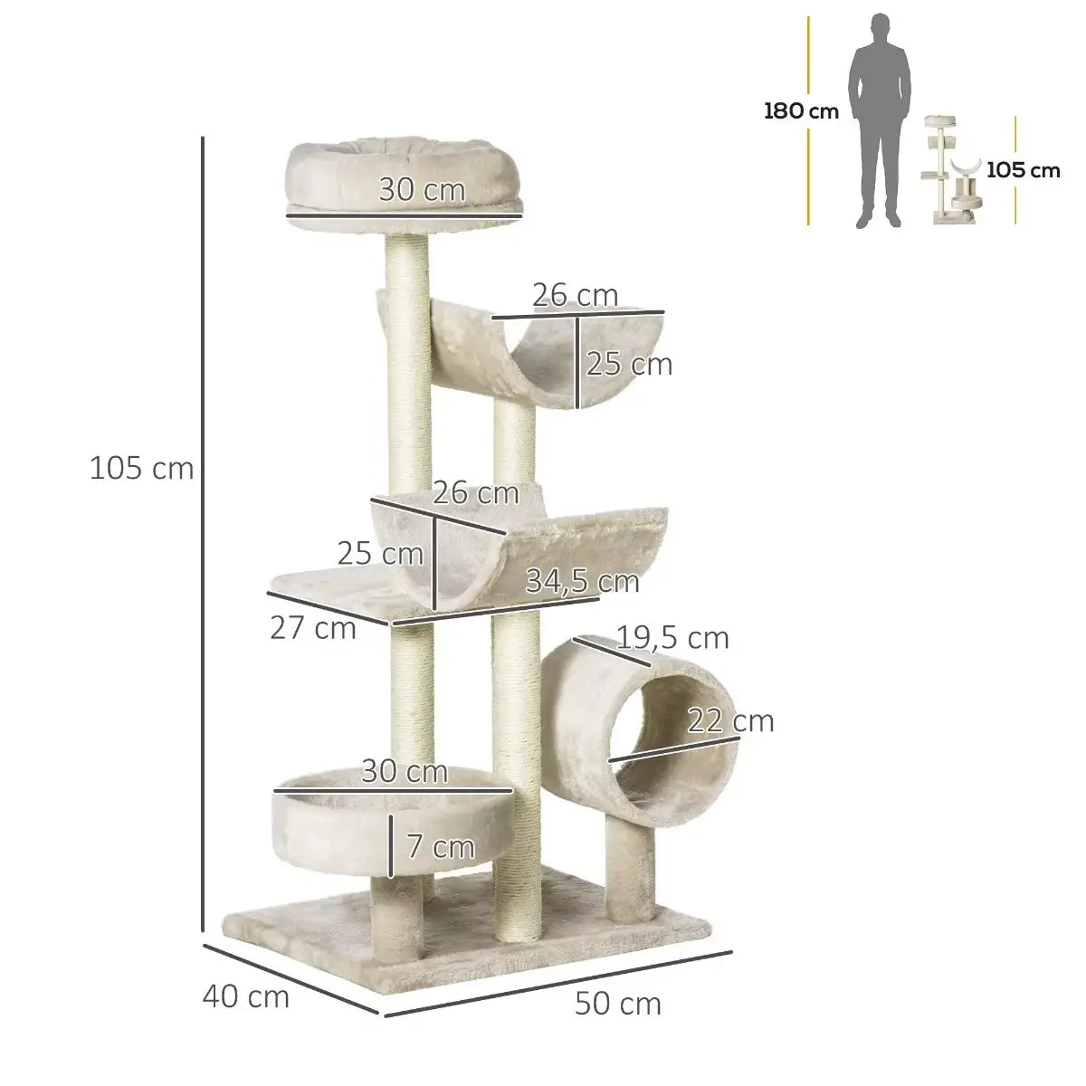 VelourPlay – L’arbre à chat chic et ludique 105 cm