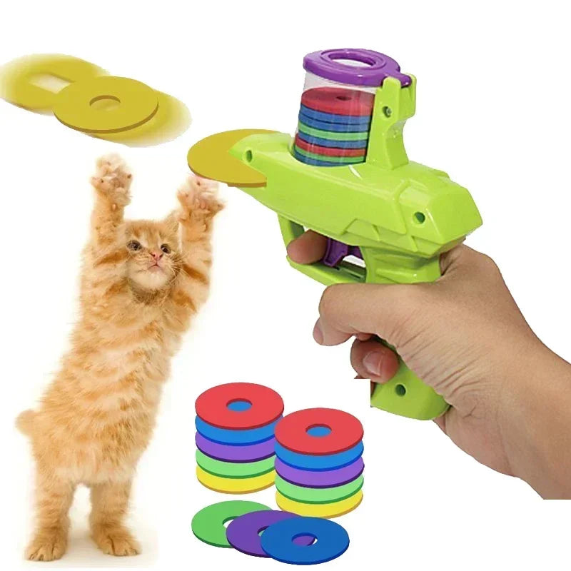 PISTOLET LANCE-DISQUES MOUSSE POUR CHAT – CHASSE, EXERCICE & DIVERTISSEMENT