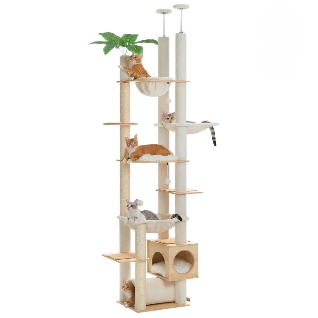 Arbre à chat en bois SkyLuxe Vertical – Le royaume félin du sol au plafond