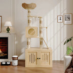 Arbre à chat en bois massif MajesticSuite – Le meuble félin tout-en-un au design luxueux 170 cm