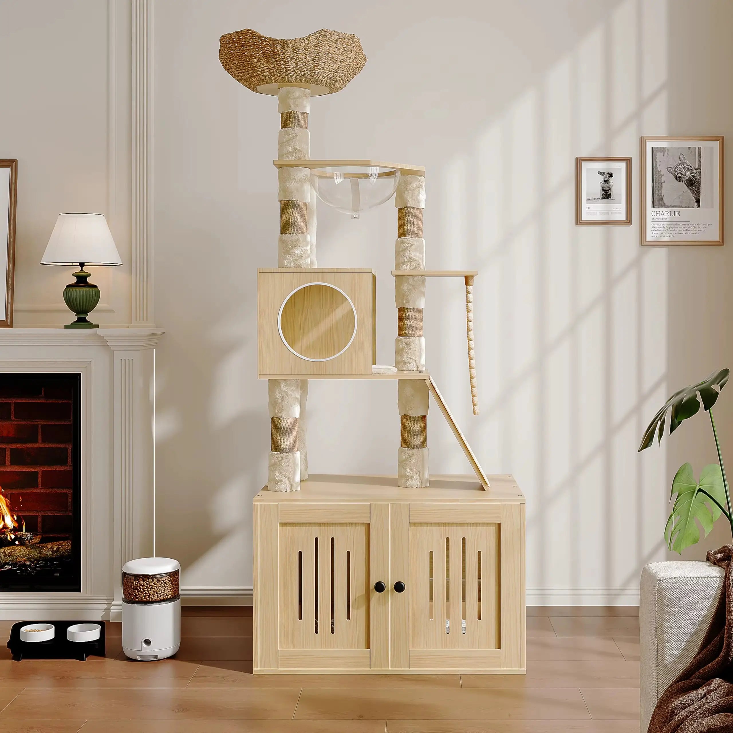 Arbre à chat en bois massif MajesticSuite – Le meuble félin tout-en-un au design luxueux 170 cm