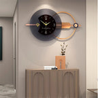 Horloge murale design graphique noir et doré avec cerclage décoratif 80 cm