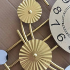 Horloge murale artistique dorée et noire design géométrique luxe 78 cm