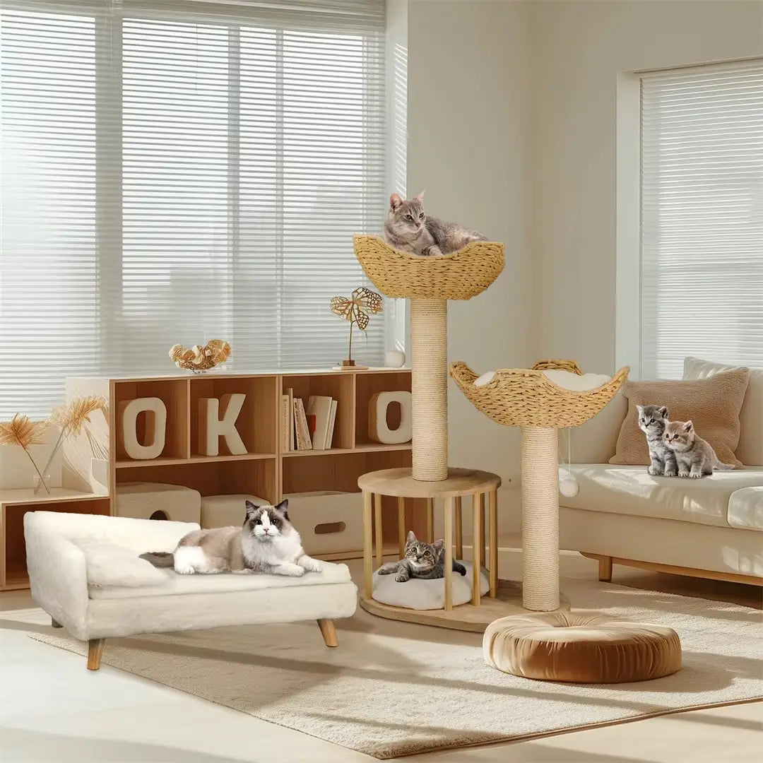 Arbre à chat en bois ÉléganceFéline 100 – La tour chic pour chats exigeants 99 cm