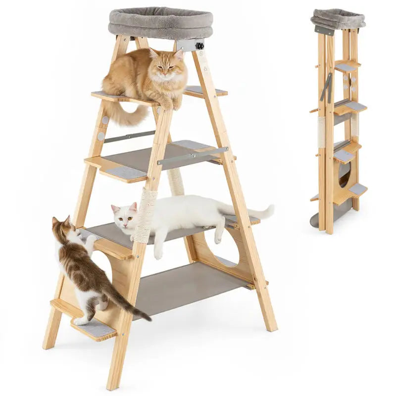 ARBRE À CHAT PLIABLE AVEC ÉCHELLE ET HAMAC