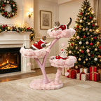 Arbre à Chat Floral avec Maisonnette et Plateformes Rembourrées