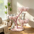 Arbre à Chat Floral avec Maisonnette et Plateformes Rembourrées