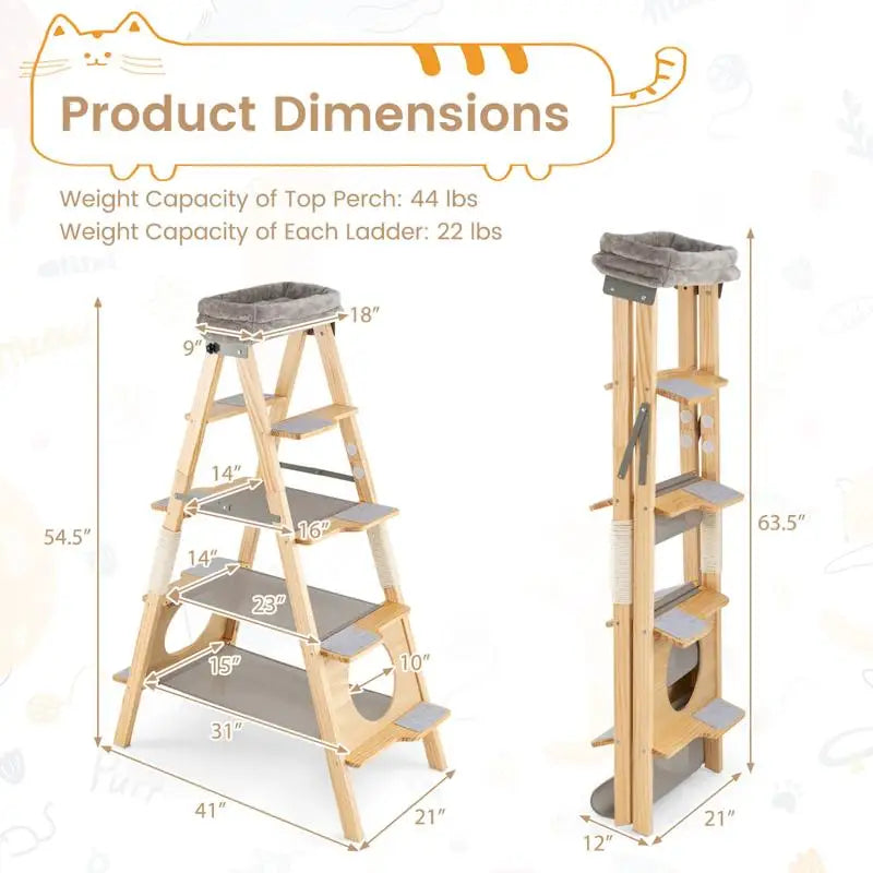 ARBRE À CHAT PLIABLE AVEC ÉCHELLE ET HAMAC
